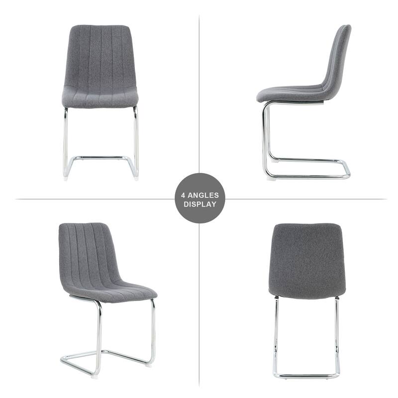 Set of 4 Modern simple light luxury dining chair with metal legs (silver)