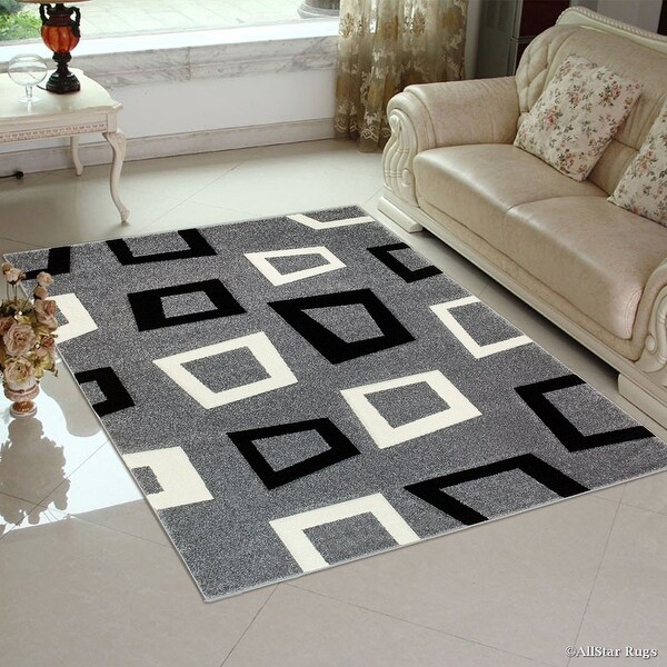 Allstar Grey Modern Geometric square Black and White ...