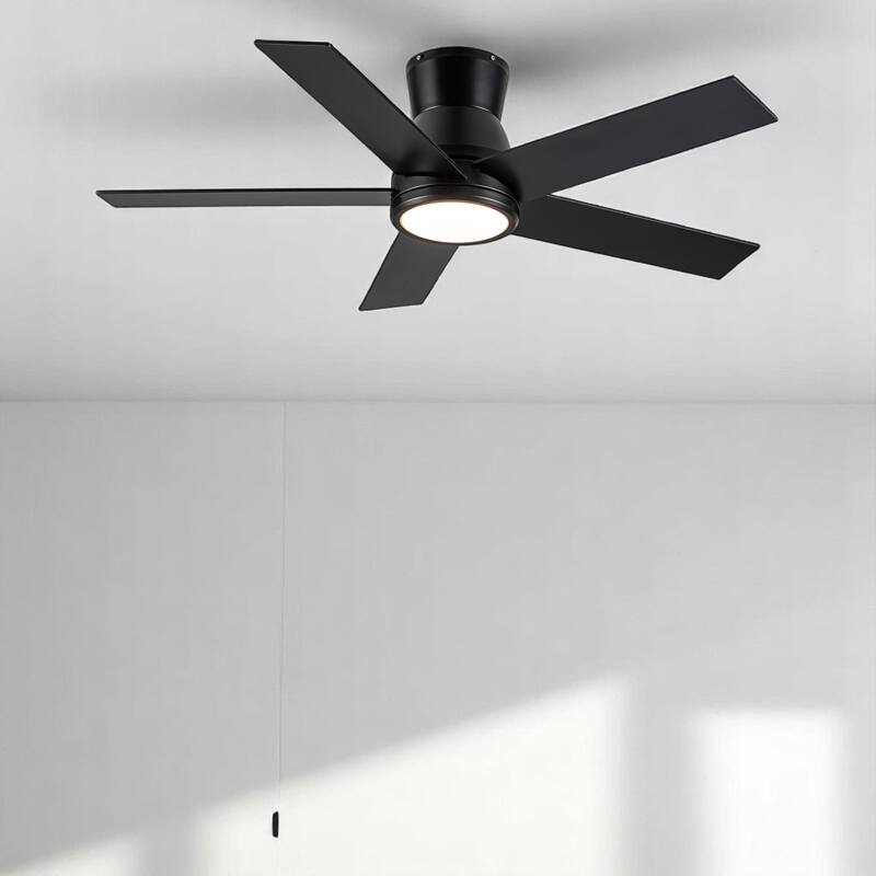 52-Inch Ceiling Fan with LED Light and Remote Control, Silver Finish, DC Motor,Energy-Efficient Ceiling Fan for Medium Rooms - blacck