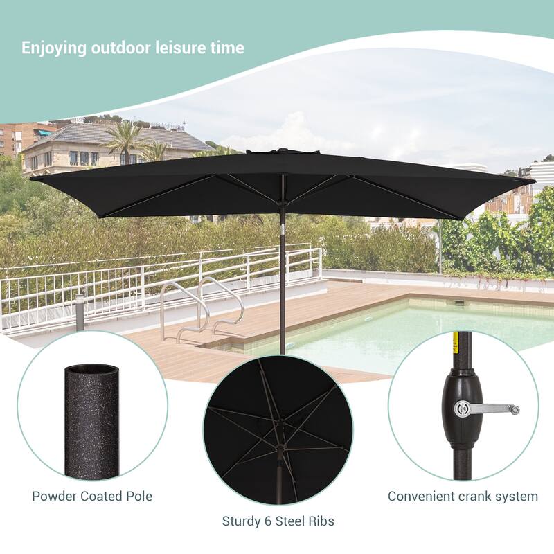 AOOLIMICS 10×6.5FT Rectangular Patio Umbrella with UV Protection, Easy Tilt, and Wind-Resistant Features