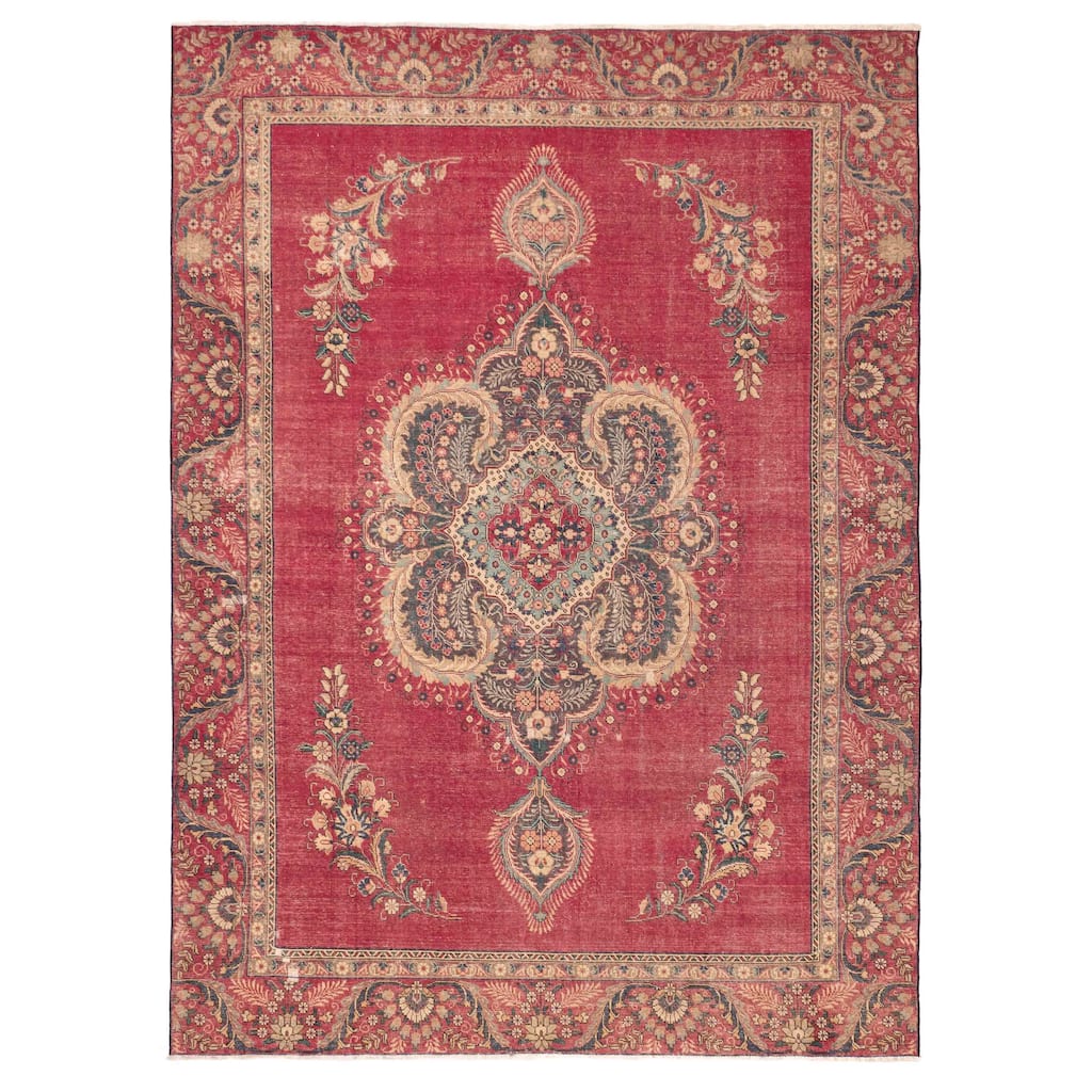 ECARPETGALLERY Hand-knotted Antalya Vintage Burgundy Wool Rug - 8'11 x 12'1