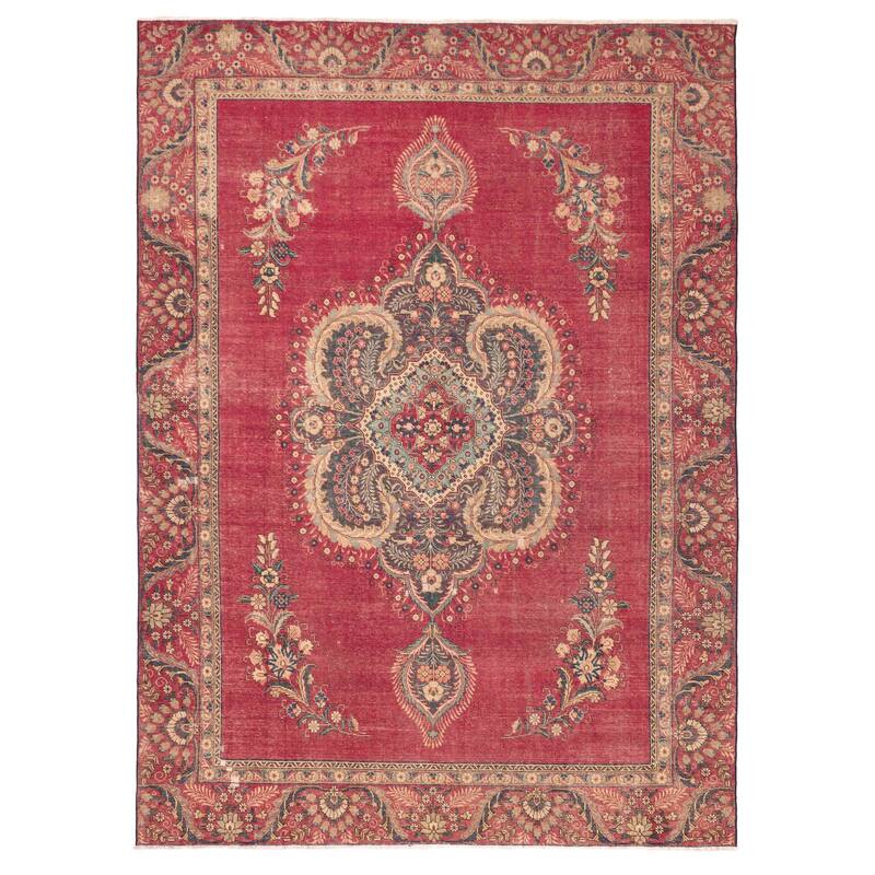 ECARPETGALLERY Hand-knotted Antalya Vintage Burgundy Wool Rug - 8'11 x 12'1