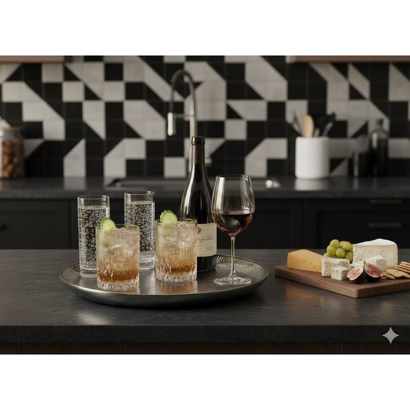 Round Platter with Line Texture: 15" D