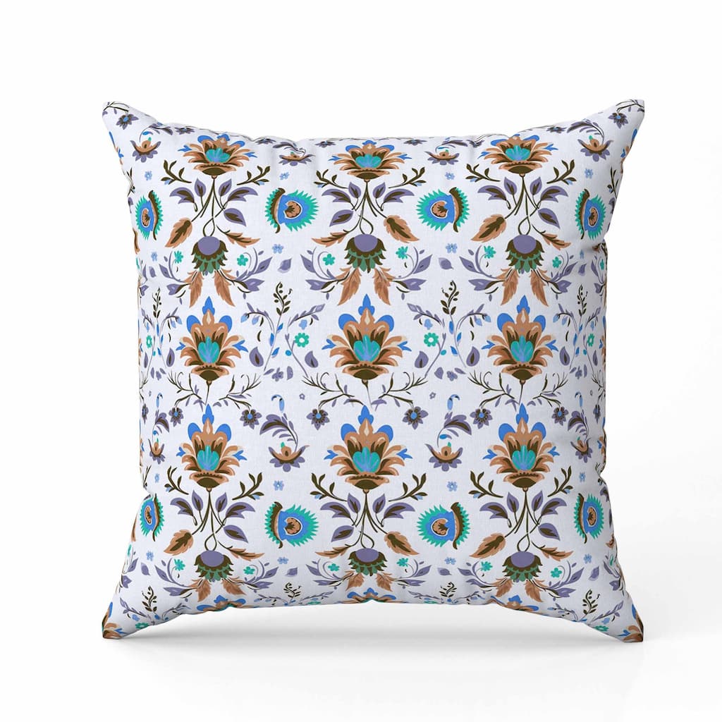 Breezy Botanicals Indoor/Outdoor Reversible Throw Pillow White and Brown