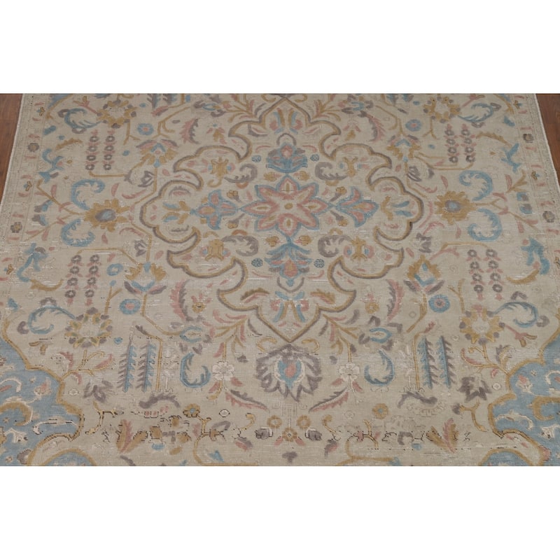 Floral Tabriz Persian Rug Hand-Knotted Traditional Wool Carpet - 7'0"x 10'8"