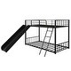 preview thumbnail 17 of 15, Twin over Twin Metal Bunk Bed with Inclined Ladder, Slide, Railings and Head&Footboards, White