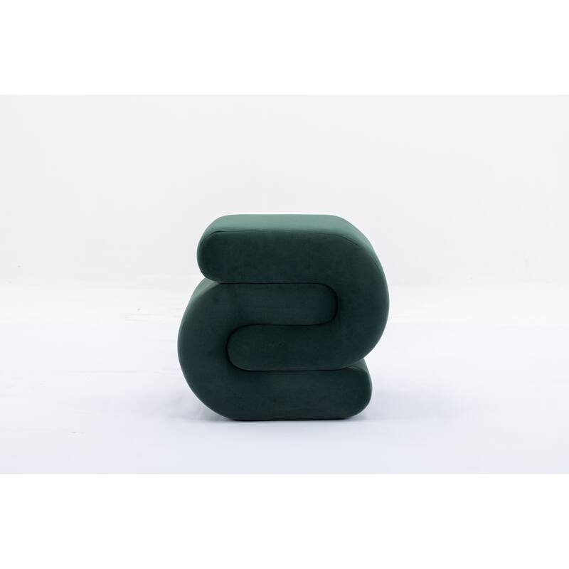 Modern S-shape Fabric Ottoman Makeup Stool Footstool