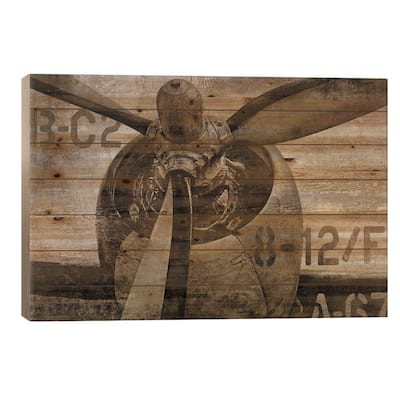 Vintage Propeller Print On Wood by Dylan Matthews - Multi-Color