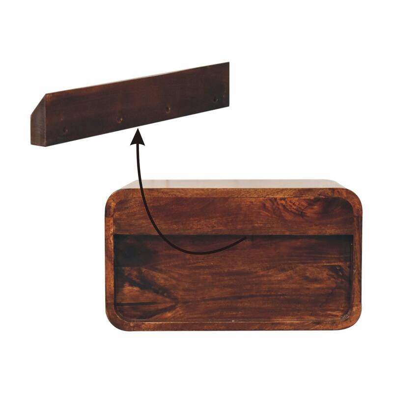 Artisan Furniture Solid Wood Curved California Walnut Wall Mounted Bedside