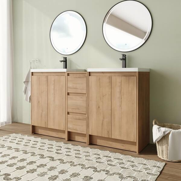 slide 2 of 22, Jentoria 36"/48"/60" FreeStanding Bathroom Vanity with Sink, Bathroom Vanity with Soft Close Door, Drawer and Adjustable Shelf 59.1"×18.1"×35.3"