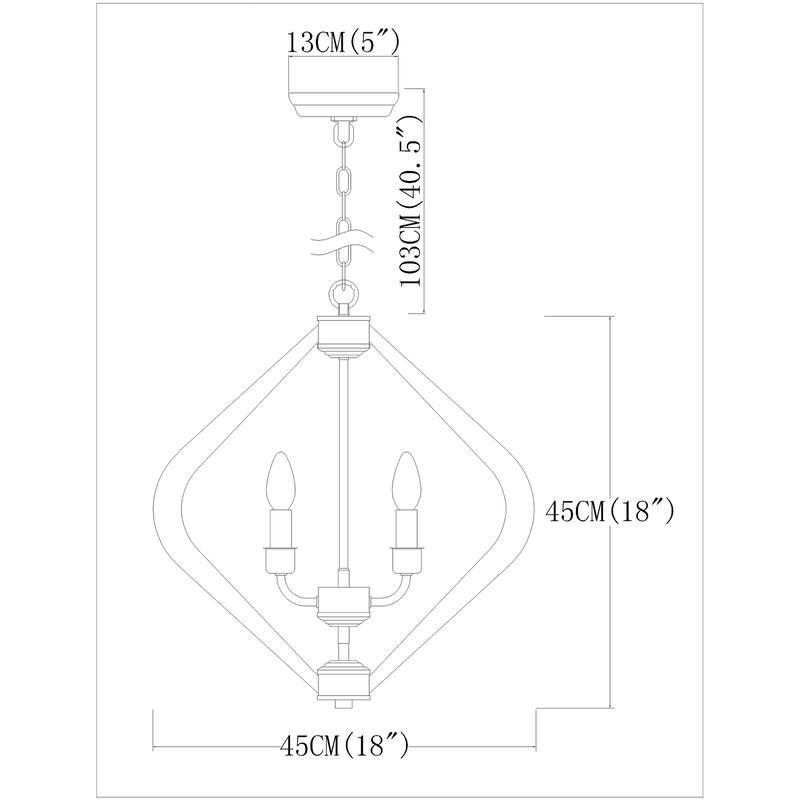Vissent 18 Inch Candles Pendant Wood Grain Finish with 4-Light