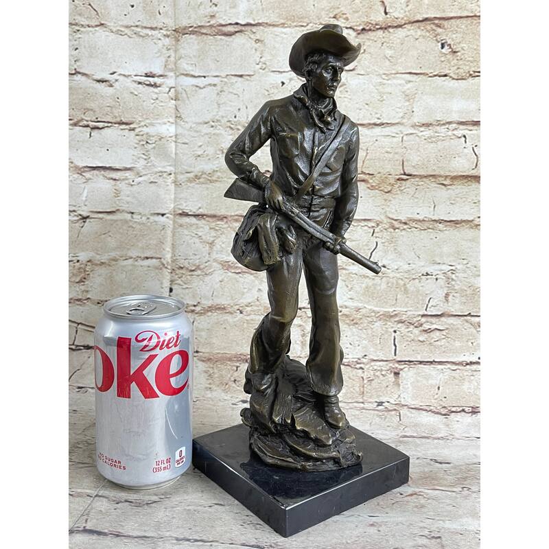 Bronze Marble Statue Sheriff Us Marshall Gun Wild West Pony Express Gun Decor
