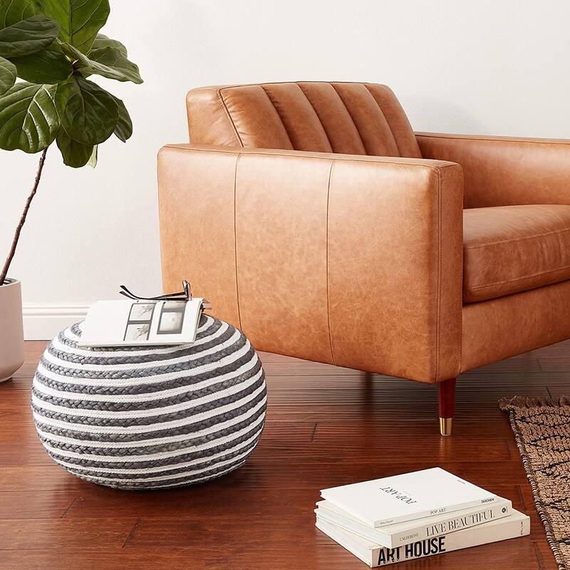 Sevita Boho Braided Jute Pouf Ottoman ( 14" x 20" )