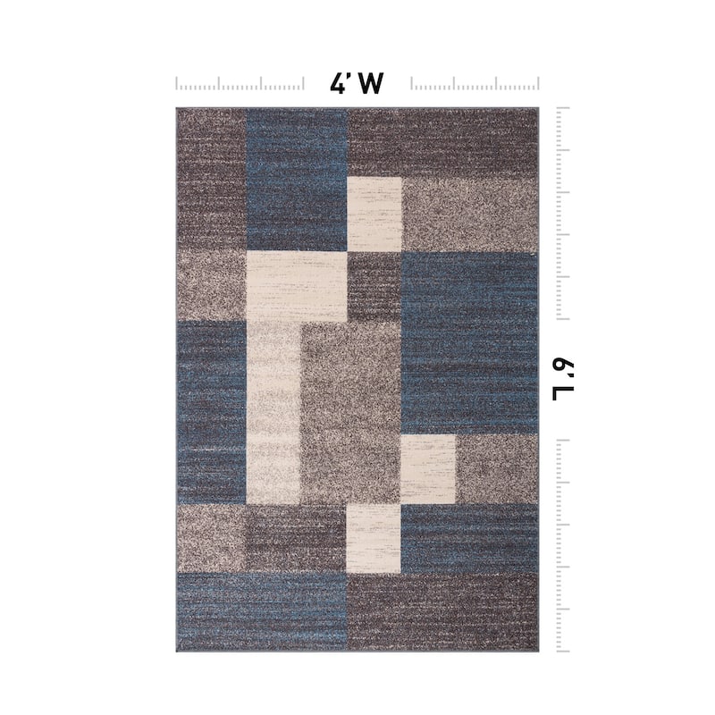 World Rug Gallery Modern Boxes Design Non-slip (Non-skid) Area Rug