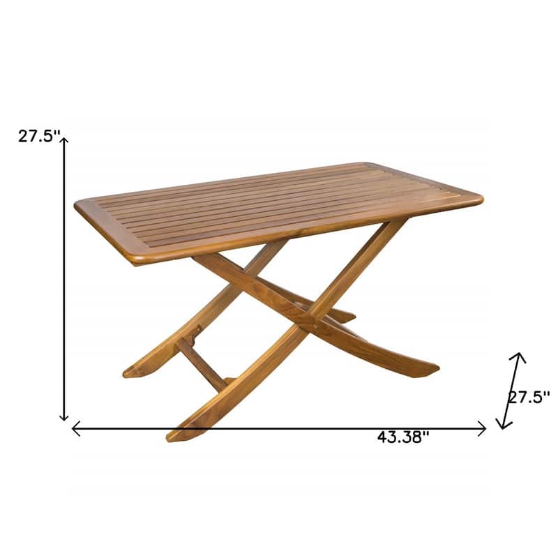 HomeRoots 43" Brown Solid Wood Folding Outdoor Picnic Table