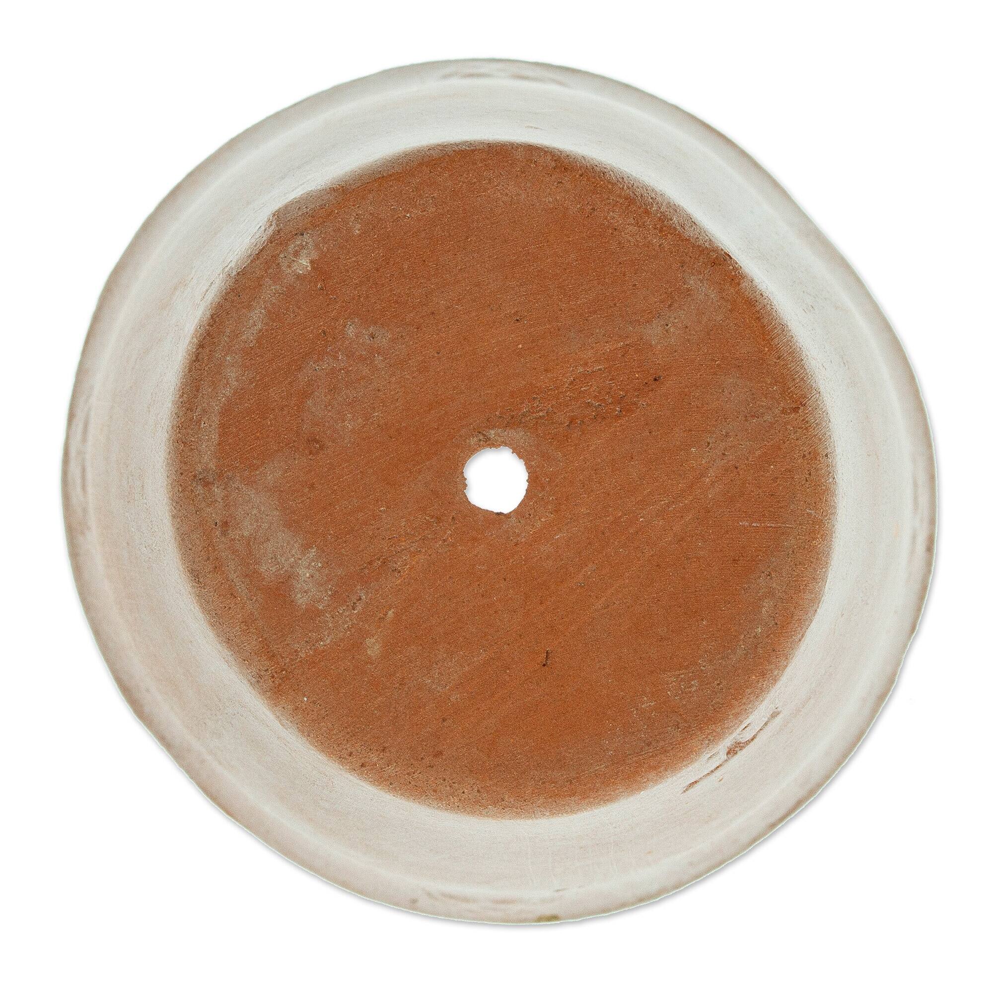 Novica Handmade Natural Rustic Small Ceramic Flower Pot Bed Bath