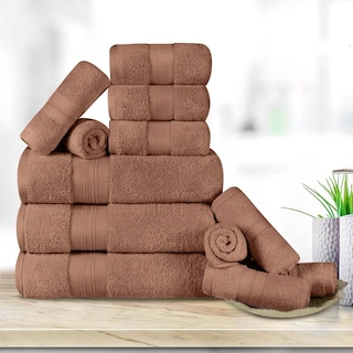 Superior Turkish Cotton 12 Piece Solid Plush Heavyweight Towel Set