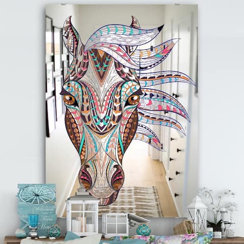 Designart 'Colorful Mosaic Horse' Farmhouse Mirror - Large Wall Mirror