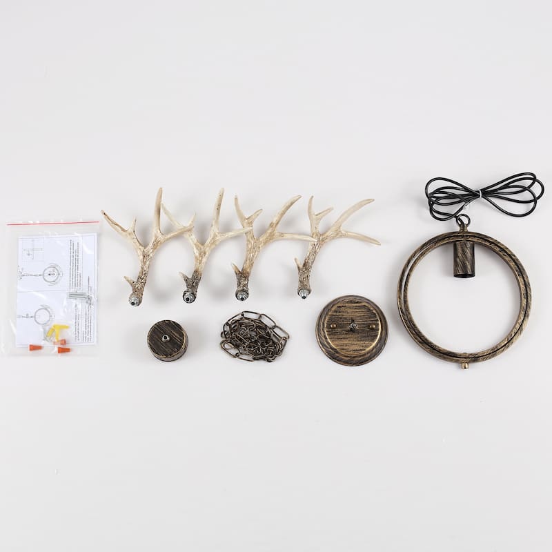 13inch Single Light Antler Rustic Farmhouse Style with Metal Frame Chandelier