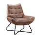 preview thumbnail 1 of 5, Aurelle Home Handcrafted Leather Lounge Accent Chair Brown