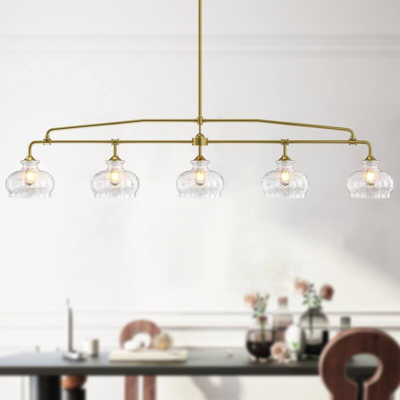 Modern Brass Chandelier Kitchen Island Pendant Light with Glass Shades - 77.95