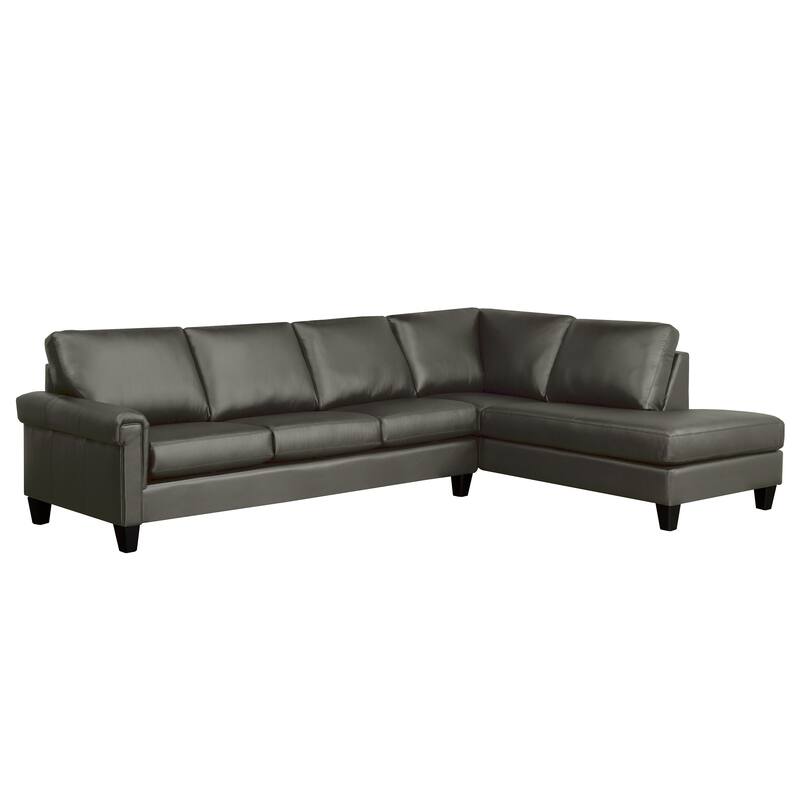 Brooke Top-grain Italian Leather Sectional Sofa - Dark Grey - Right Facing