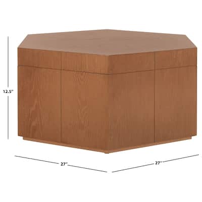 SAFAVIEH Home Collection Rafaela Hexagon Tray Top Coffee Table With Storage - 27" W x 23" D x 13" H