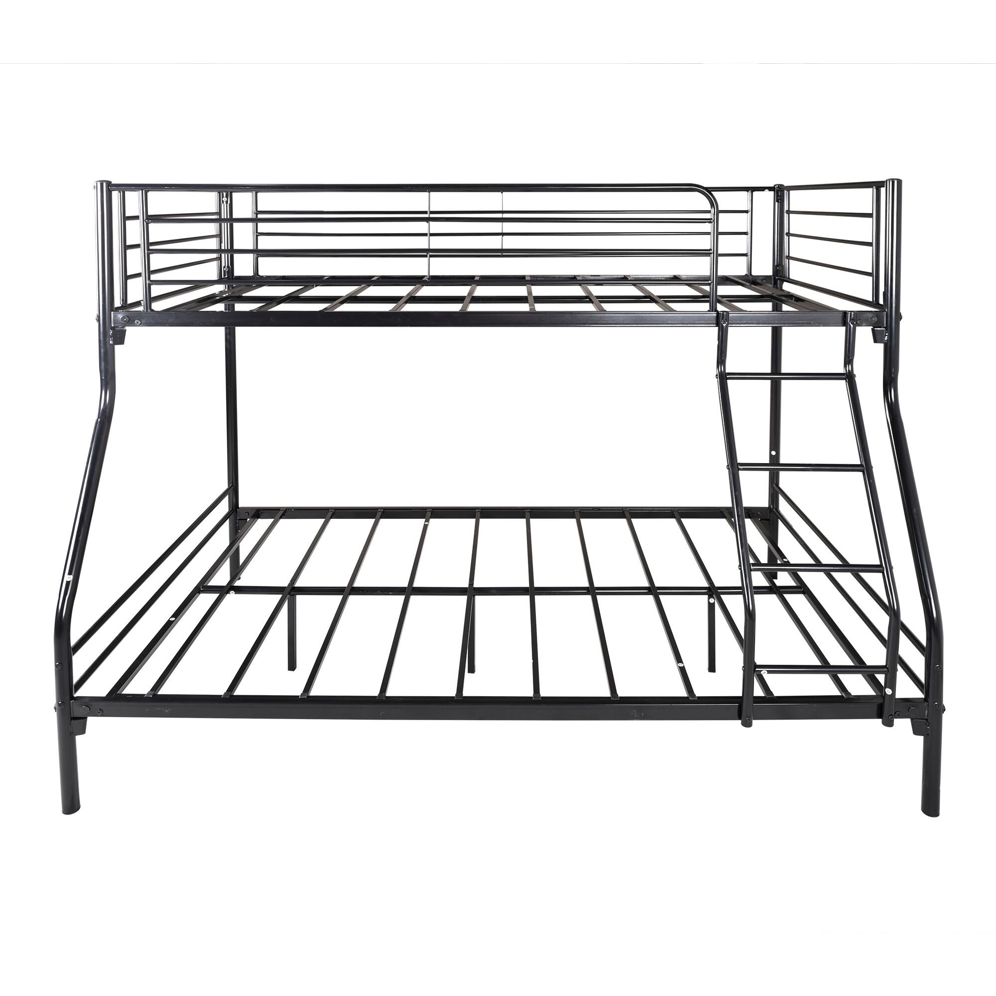 Twinoverfull Metal Frame Bunk Bed with Upperlevel Guardrail and