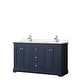 preview thumbnail 11 of 58, Avery 60 Inch Double Vanity, Cultured Marble Top Dark Blue, Chrome Trim,Carrara Cultured Marble Top
