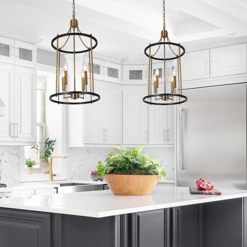 Zigger 4-light Modern Glam Cylinder Chandeliers Dimmable Drum Lights with Removable Fabric Shade - D 13.5" x H 88"
