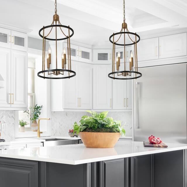 Zigger 4-light Modern Cylinder Chandeliers Dimmable Geometric Lights with Removable Fabric Shade - D 13.5" x H 88"