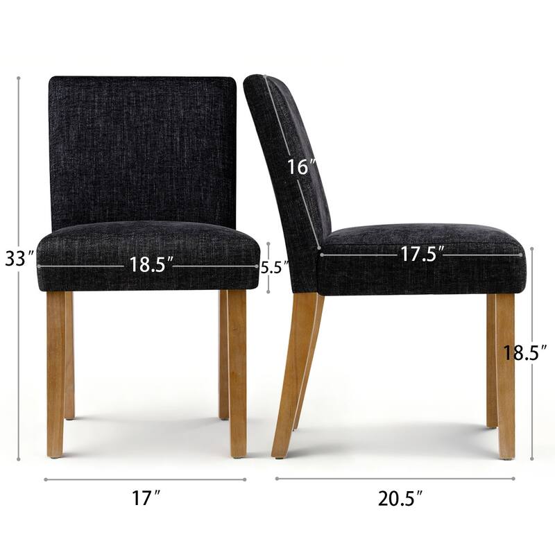 Linen Upholstered Solid Wood Dining Chair (Set of 2)