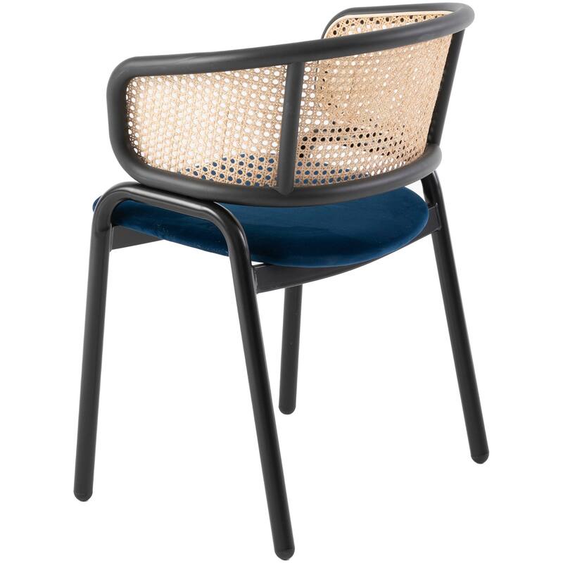 Ervilla Modern Wicker Back Dining Chair with Upholstered Velvet Seat Armchair for Dining Room and Kitchen, Set of 4 - 29.9"