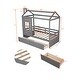 preview thumbnail 6 of 25, Twin Size House Bed with Two Drawers & Guardrail