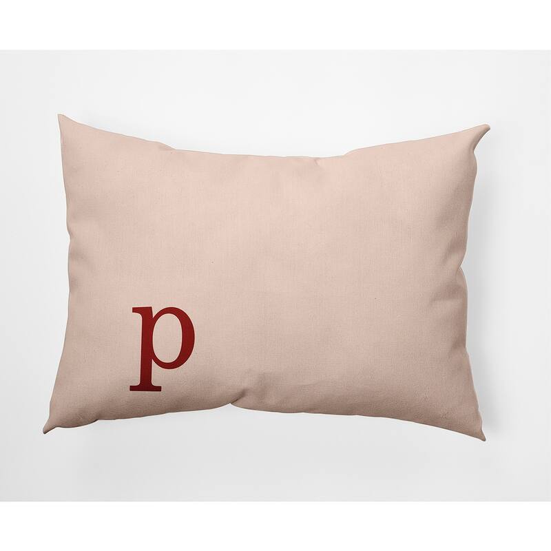 Modern Monogram Indoor/Outdoor Throw Pillow-P - 14" x 20" - Maple Red