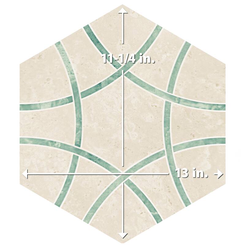 Merola Tile Bari Hex Travertino Jungle 11-1/4" x 13" Porcelain Floor and Wall Tile