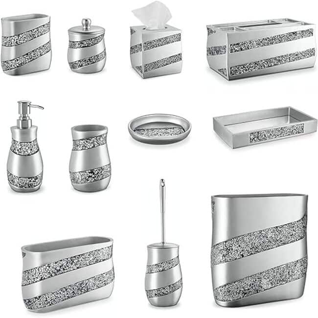 Creative Scents Silver Mosaic Square Tissue Box Cover - Gray - Gray
