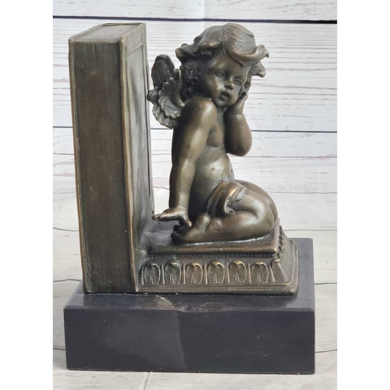 Bronze Cherubim Pair Of Bookends Book End Sculpture Statue Decor 6 Inches X 9 Inches