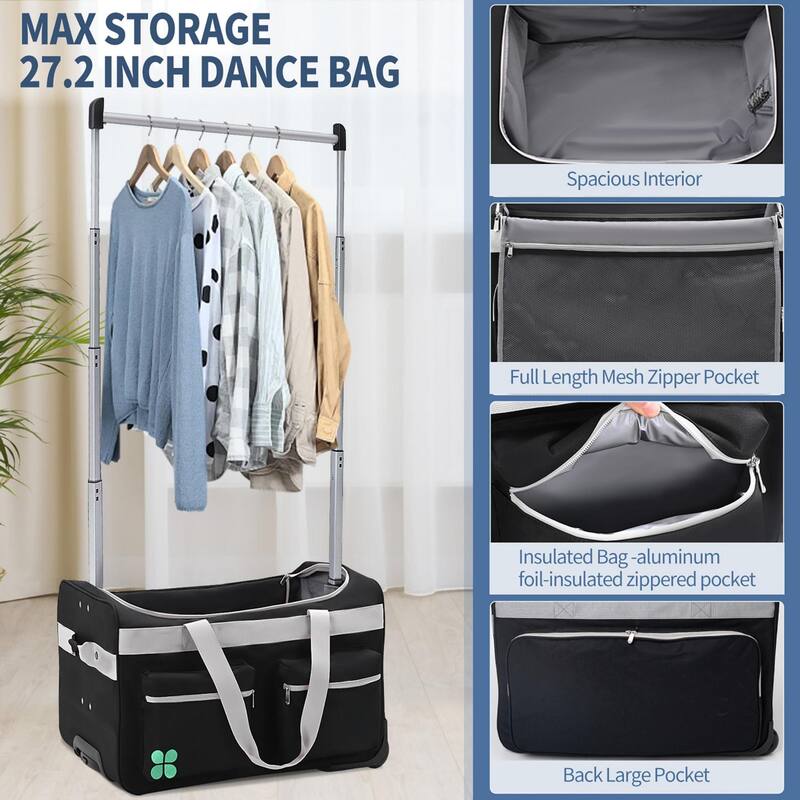 DoCred Suitcase Sets with Garment Rack and Wheel, Dance Bag
