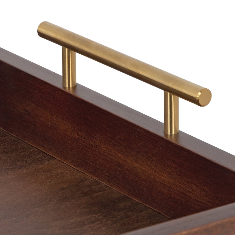 Kate and Laurel Lipton Decorative Wood Tray with Metal Handles - 16.5x12.25