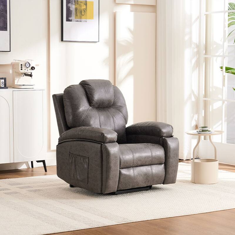 Power Lift Recliner Chair Overstuffed Wide Massage Chair Heavy Duty and Safety Motion Reclining Mechanism with Side Pockets