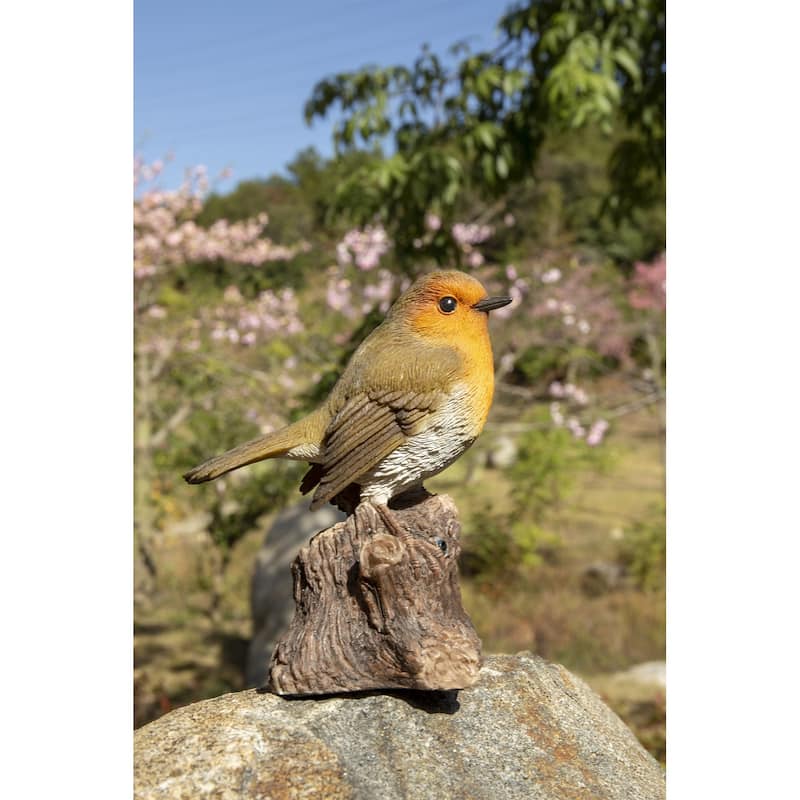 Battery Operated Singing Robin Outdoor Garden Statue - 5.25"