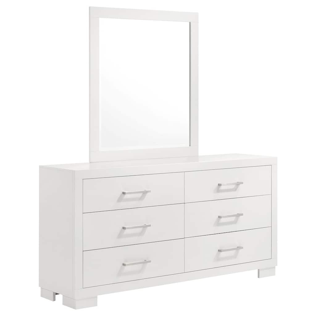 6-Drawer Cream White Dresser with Mirror, Smooth Glide Drawers, Clean Contemporary Look, and Ample Storage Space