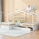 preview thumbnail 2 of 16, Twin Size House Platform Bed with Three Storage Drawers, White