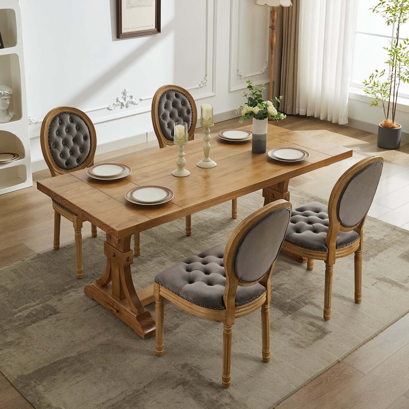 Solid Wood Frame Velvet Dining Chair with Nailhead Trim,Set of 2