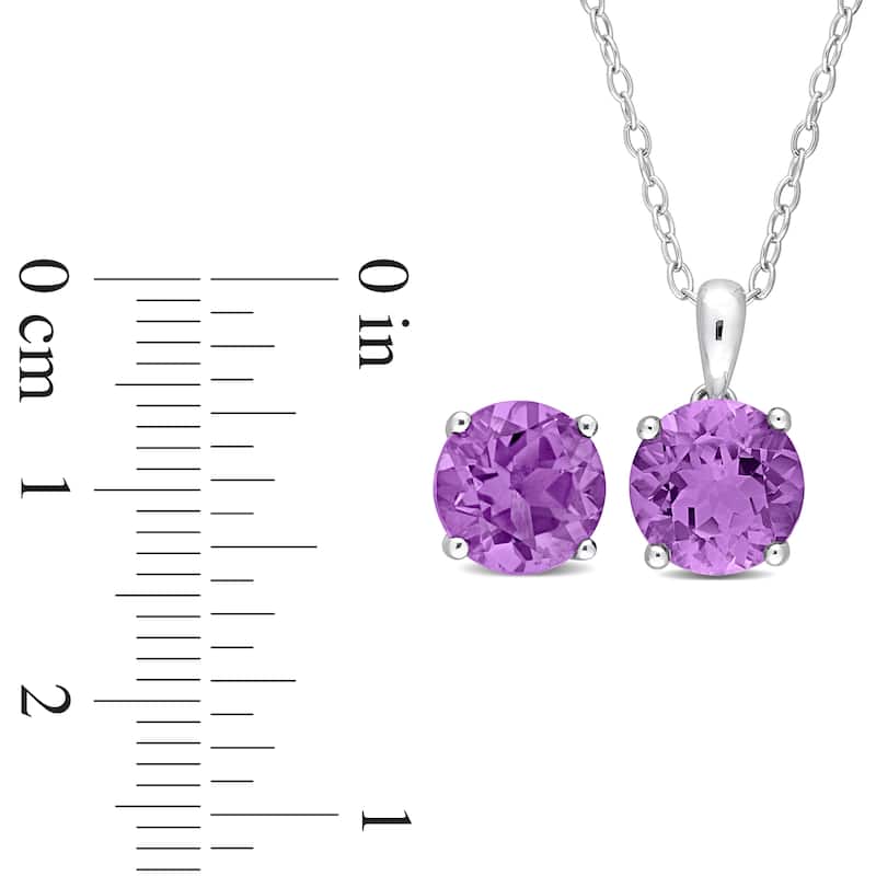 Miadora Gemstone Birthstone Earrings and Necklace Set Sterling Silver