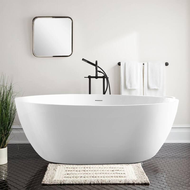 Vanity Art 58.5" X 32.3" White Acrylic Freestanding Bathtub