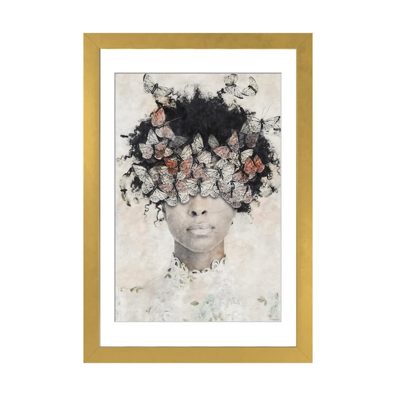 iCanvas "Beauty And Butterflies" by Underdott Art - Gold - 24x16x1