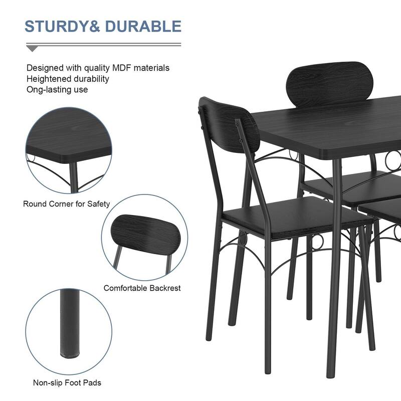 Javlergo 5 Piece Space-Saving Dining Table Set Kitchen Wood Table and Chairs for 4 Dining Room Sets