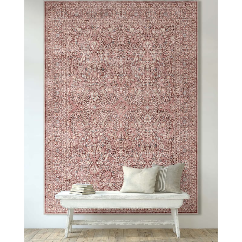 Well Woven Asha Isolde Vintage Oriental Flat-Weave Area Rug - 7' 7" x 9' 10" - Red - Rectangle